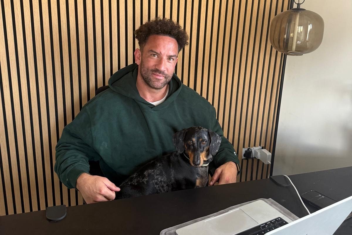 Archline Digital Solutions founder with chief canine employee on-site in Wiltshire.