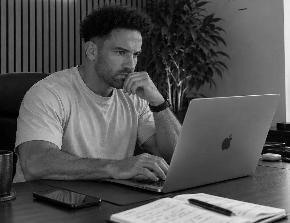 Ryan, founder of Archline, working at his desk